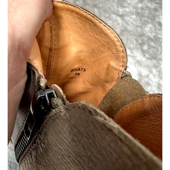 Silent D Anthropologie WhatX Tan Leather Ankle Boots Womens Size EU 39 US 8 - Picture 6 of 8